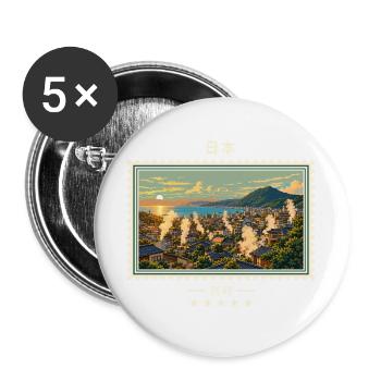 Japan Beppu Vintage Reisemarke - Buttons groß 56 mm (5er Pack) - Weiß - Vorne