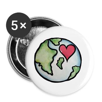 Earth Heart: Globale Liebesillustration - Buttons groß 56 mm (5er Pack) - Weiß - Vorne