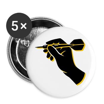 Dartspieler Wurf Hand Icon - Buttons groß 56 mm (5er Pack) - Weiß - Vorne