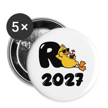 R-Ente 2027 Lustiges Design Rentner Ruhestand - Buttons groß 56 mm (5er Pack) - Weiß - Vorne
