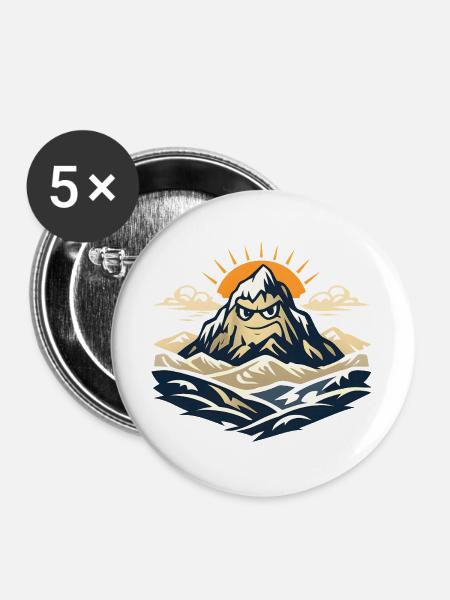 Wütender Berg bei Sonnenaufgang - Buttons groß 56 mm (5er Pack) - Weiß