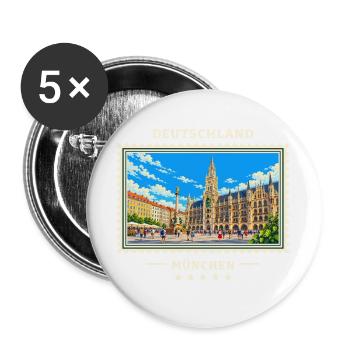 Deutschland München Vintage Reisemarke - Buttons groß 56 mm (5er Pack) - Weiß - Vorne