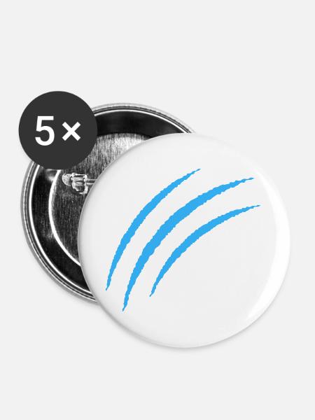 Blau Krallen Muster - Buttons groß 56 mm (5er Pack) - Weiß