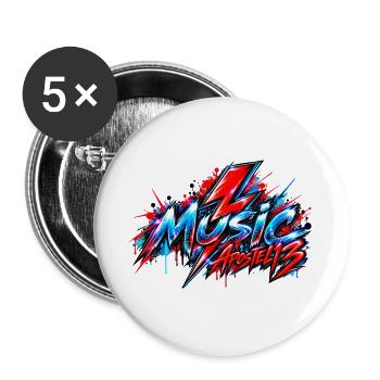 Music – Retro Lightning Bolt Design - Buttons groß 56 mm (5er Pack) - Weiß - Vorne