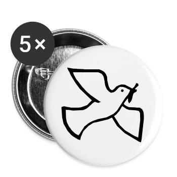 Friedenstaube - Buttons groß 56 mm (5er Pack) - Weiß - Vorne