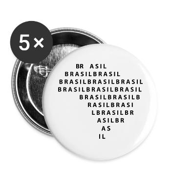 Brasilien - Brasil - Buttons groß 56 mm (5er Pack) - Weiß - Vorne