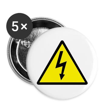 Attention,Symbol,Lightning,Electricity - Buttons large 2.2''/56 mm (5-pack) - white - Front