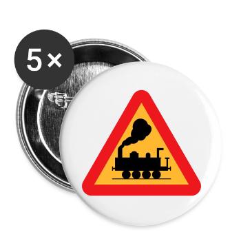 Train Warning Sign - Buttons large 2.2''/56 mm (5-pack) - white - Front