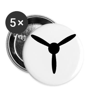 3-Blatt Propeller 1 Farbe - Buttons groß 56 mm (5er Pack) - Weiß - Vorne
