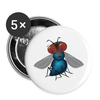fliege - Buttons groß 56 mm (5er Pack) - Weiß - Vorne