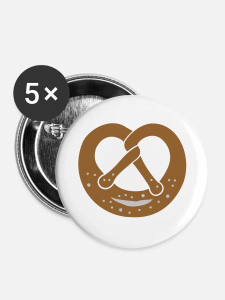 brezel_2col - Buttons groß 56 mm (5er Pack) - Weiß