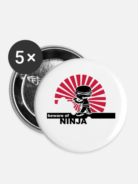 Ninja - Buttons groß 56 mm (5er Pack) - Weiß