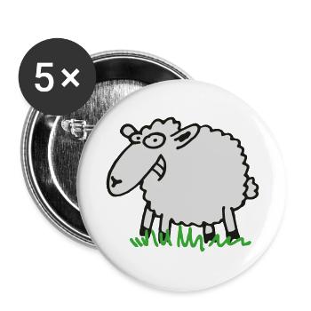 grinseschaf - Lot de 5 grands badges (56 mm) - blanc - Devant