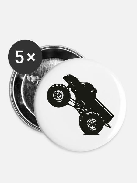 Monstertruck - Buttons groß 56 mm (5er Pack) - Weiß