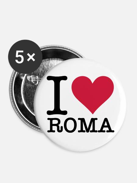 Ich liebe Rom - Buttons groß 56 mm (5er Pack) - Weiß