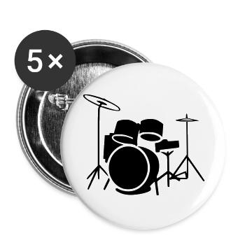 schlagzeug - Buttons groß 56 mm (5er Pack) - Weiß - Vorne