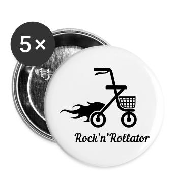 Rock'n'Rollator - Buttons groß 56 mm (5er Pack) - Weiß - Vorne
