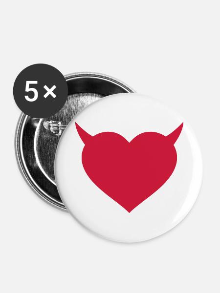herz - Buttons groß 56 mm (5er Pack) - Weiß
