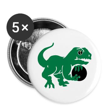 bowling dino (3c) - Buttons large 2.2''/56 mm (5-pack) - white - Front