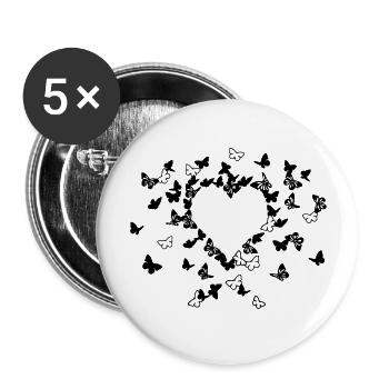 Butterfly Heart - Buttons groß 56 mm (5er Pack) - Weiß - Vorne