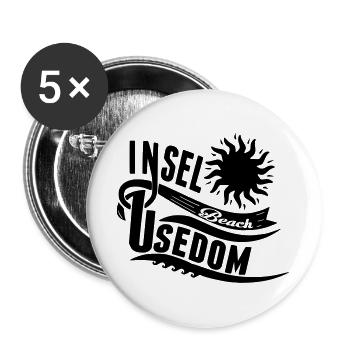 Beach Usedom T-Shirt – Ostsee Streetwear Design - Buttons groß 56 mm (5er Pack) - Weiß - Vorne