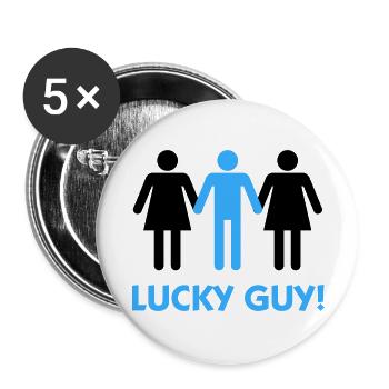 Ich bin ein glücklicher Mann! - Buttons groß 56 mm (5er Pack) - Weiß - Vorne