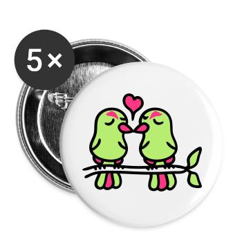 birds in love 3 - Buttons large 2.2''/56 mm (5-pack) - white - Front