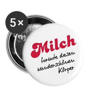 Milch - Buttons groß 56 mm (5er Pack) - Weiß - Vorne
