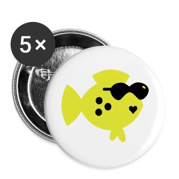 Blindfisch / blind fish (2c) - Buttons groß 56 mm (5er Pack) - Weiß - Vorne