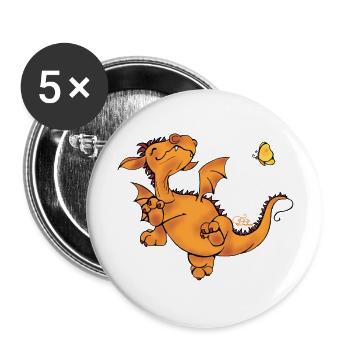 Flugdrache - Buttons groß 56 mm (5er Pack) - Weiß - Vorne