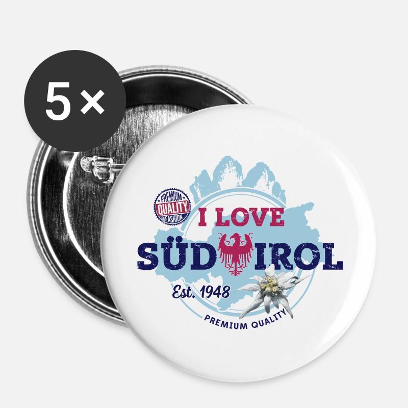 I LOVE SÜDTIROL - Buttons large 2.2''/56 mm (5-pack) - white