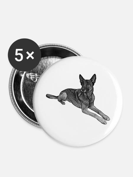 Malinois - Buttons groß 56 mm (5er Pack) - Weiß
