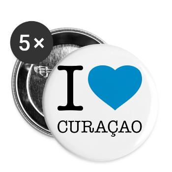 I LOVE CURACAO - Buttons groß 56 mm (5er Pack) - Weiß - Vorne