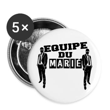 équipe marié 2 - Lot de 5 grands badges (56 mm) - blanc - Devant
