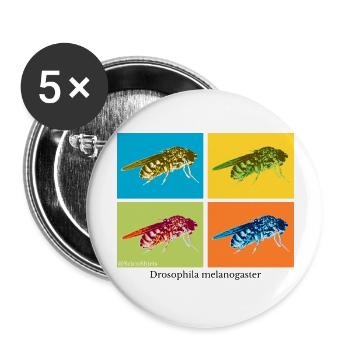 Pop Art Drosophila - Buttons groß 56 mm (5er Pack) - Weiß - Vorne