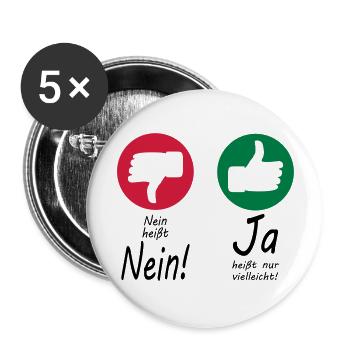 Nein heißt Nein + Daumen - Buttons groß 56 mm (5er Pack) - Weiß - Vorne