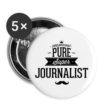 journaliste à 100 % - Lot de 5 grands badges (56 mm) - blanc - Devant