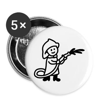 Pompier - ligne - Lot de 5 grands badges (56 mm) - blanc - Devant