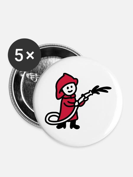 Feuerwehrmann - Buttons groß 56 mm (5er Pack) - Weiß