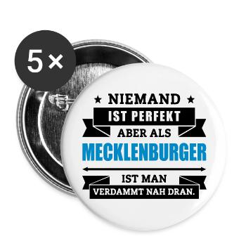 Funshirt Mecklenburger - Buttons groß 56 mm (5er Pack) - Weiß - Vorne