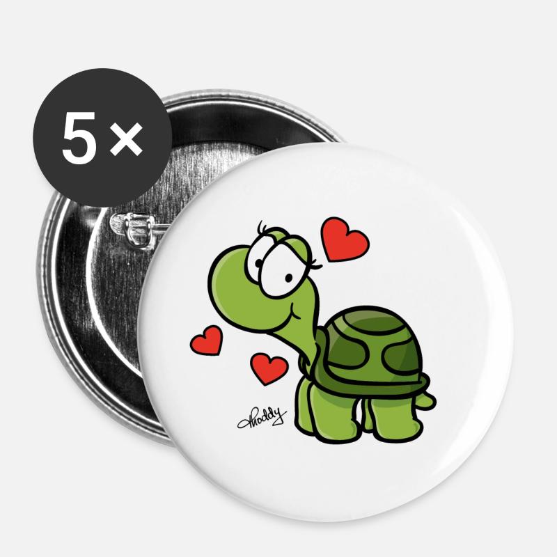 Schildkröte pur - Buttons groß 56 mm (5er Pack) - Weiß