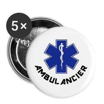 ambulancier logo - Lot de 5 grands badges (56 mm) - blanc - Devant