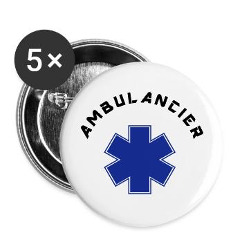 ambulancier logo - Lot de 5 grands badges (56 mm) - blanc - Devant
