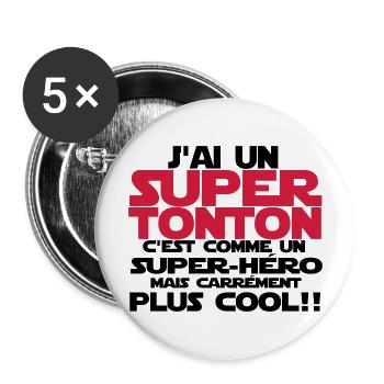 j'ai un super tonton - Lot de 5 grands badges (56 mm) - blanc - Devant