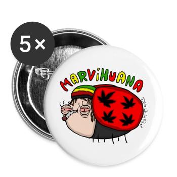 Marvihuana - Buttons groß 56 mm (5er Pack) - Weiß - Vorne