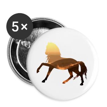 Pferd - Buttons groß 56 mm (5er Pack) - Weiß - Vorne