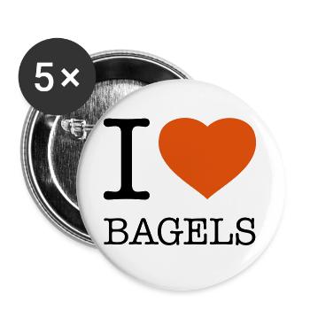 I LOVE BAGELS Bagel - Buttons large 2.2''/56 mm (5-pack) - white - Front