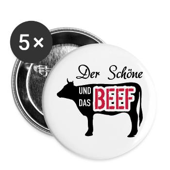 Der Schöne und das Beef - Buttons groß 56 mm (5er Pack) - Weiß - Vorne