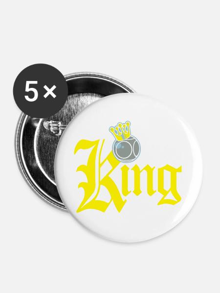König Petanque Tippfehler - Buttons groß 56 mm (5er Pack) - Weiß