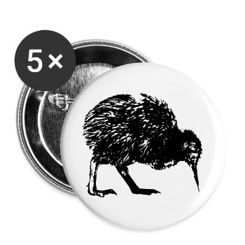 Kiwi Neuseeland & Auckland - Buttons groß 56 mm (5er Pack) - Weiß - Vorne
